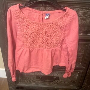 Light pink long sleeved boho girls size small top